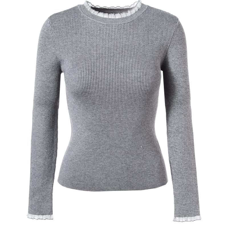 Betu Women s Fall Ruffle Collar Jacquard Knit Sweater M