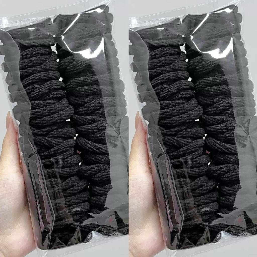 100 Pcs Girl Mixed Simple Hair Ties Hair Accessories Korean Version High Elasticity Durable Black Headband Headband Headband