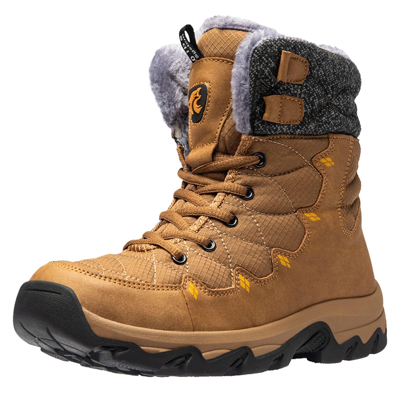 

SOARHOPE Winter Snow Perfect for Casual and Size Women s Boots, Snowshoes, Waterproof, Fleece-Lined, Warm, Non-Slip, Commuting, Yellow, 22.5cm