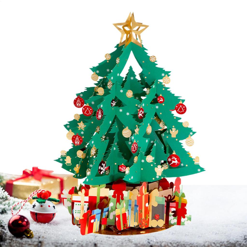 Christmas 3D Pop-up Greeting Card Christmas Tree Display Paper Card Christmas New Year Holiday Greetings Gift For Children
