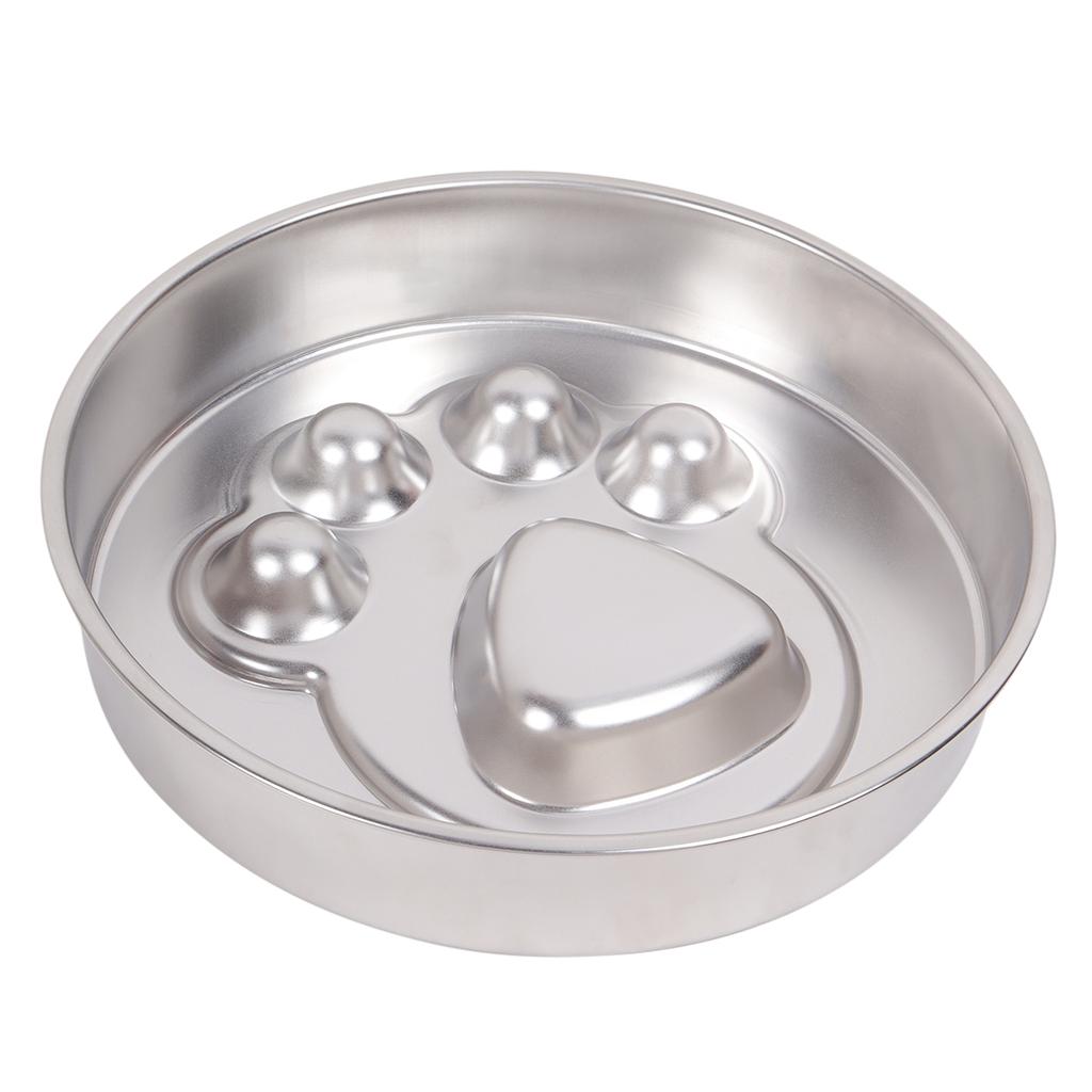 A pet bone 304 stainless steel footprint dog bowl slow food bowl large capacity feeding pet bowl non-slip bone dog meal tray med