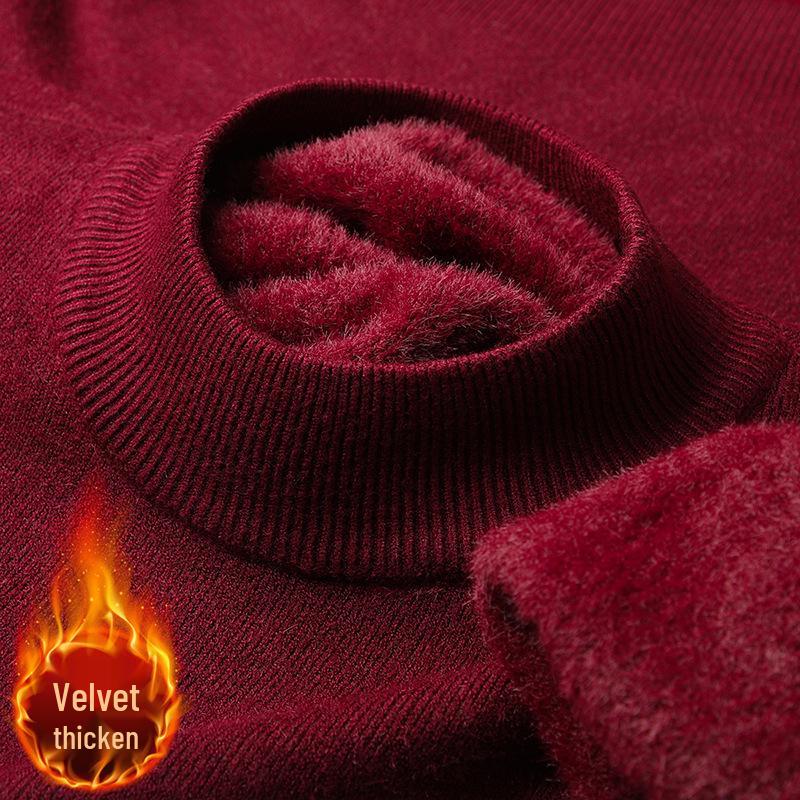 Men s 2025 Winter Plus Velvet Fleece High Neck Knitwear - Lightweight, Comfortable, Warm Top XXXL