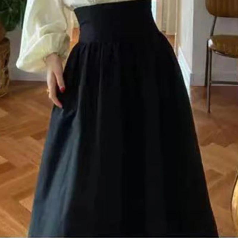 

Dark Brown Vintage Skirt Women Harajuku Pocket Elegant Long Skirts Female Korean Fashion Designer Y2k Casual Skirts XS чорний