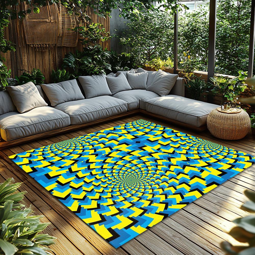 Tuniu Geometric Psychedelic Rainbow Swirl Area Rug Non-Slip Home Floor Carpet Mat
