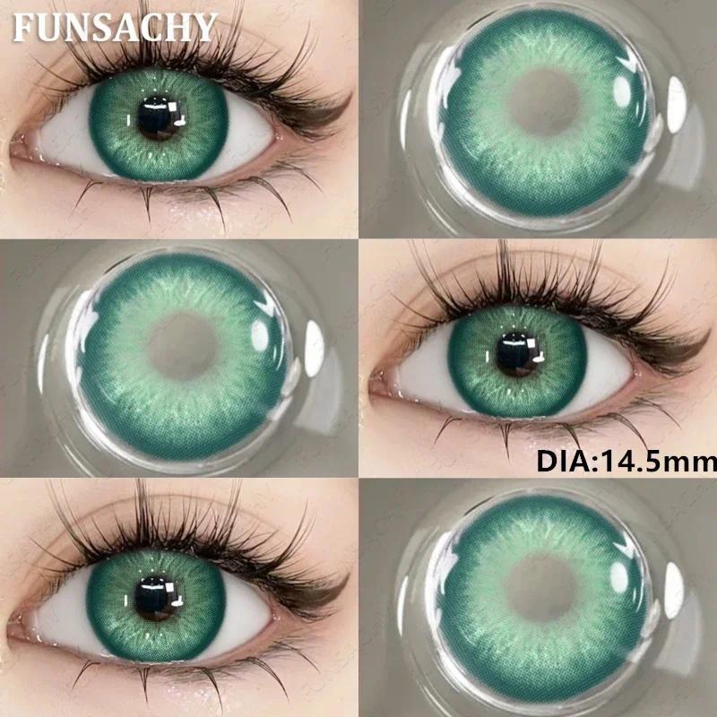 

FUNSACHY 2 шт. Натуральные контактные линзы для глаз, цветные синие контактные линзы, серые, красивые зрачки, зеленые линзы для макияжа глаз, корейские линзы