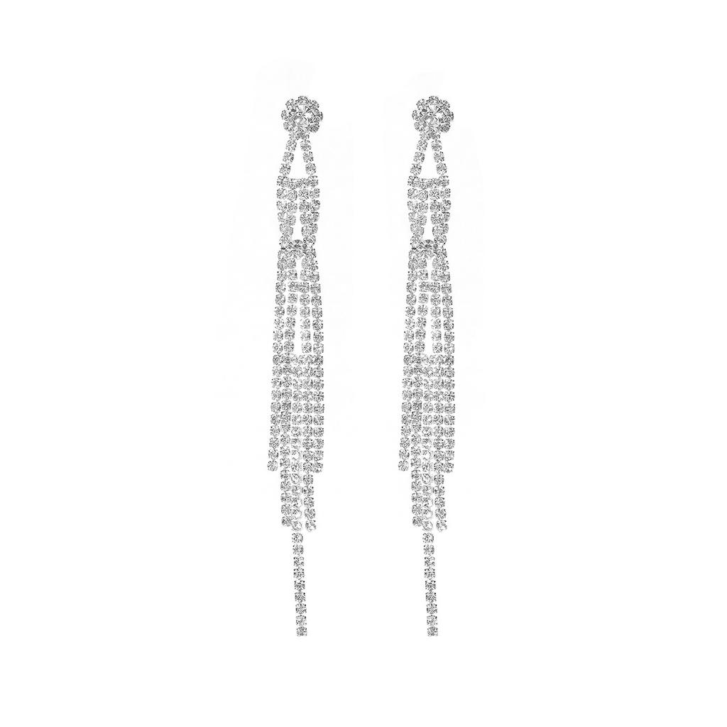 Neue High-End-Temperament-Ohrringe mit vollen Diamanten und superblitzenden langen Fransen, Damen-Mode-Ohrstecker und Ohrschmuck