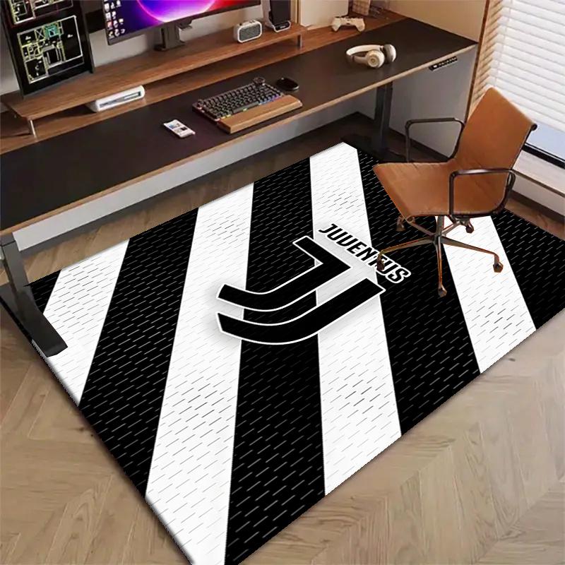 Juventus Football Polyester Carpet, Soft Indoor Mat for Office Chair, Living Room, Computer Desk - Decorative Home Office Rug Design