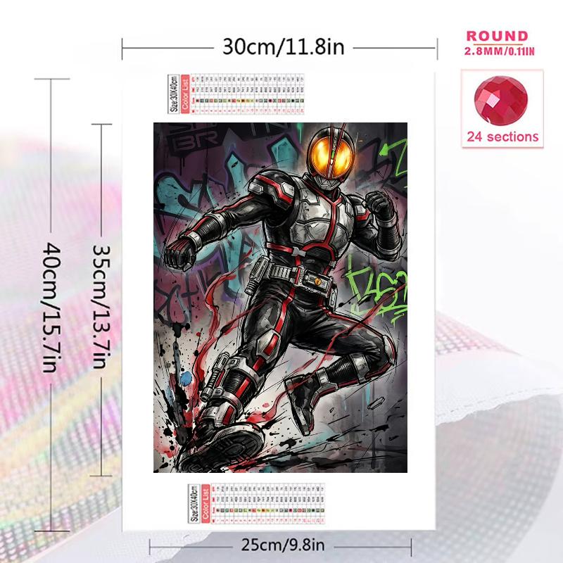 Kamen Rider simple outline silhouette Pattern 3pcs 100% Round Full Drill 5D DIY Diamond Painting Embroidery Cross Stitch Rhinestone Décor
