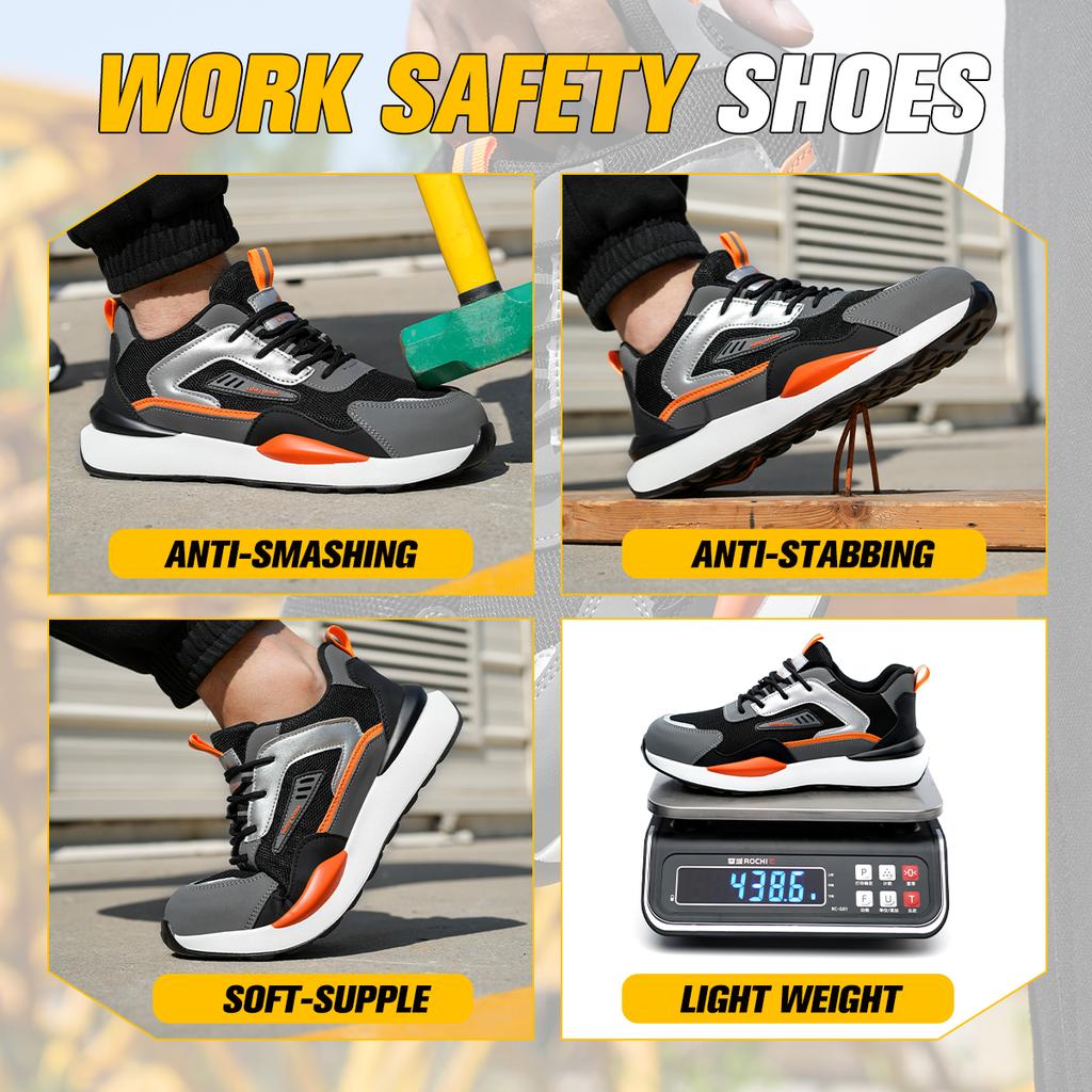 Men's Safety Boots Steel Toe Sneakers Light Work Shoes Anti-Puncture Anti-smash Hiking Sneakers Industrial Shoes Construction