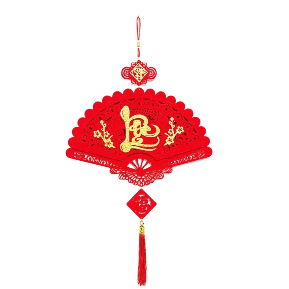Traditional Lunar New Year Decorations Tassels Chinese Style Goat Year Festival Pendants Blessing Word Fan Shape
