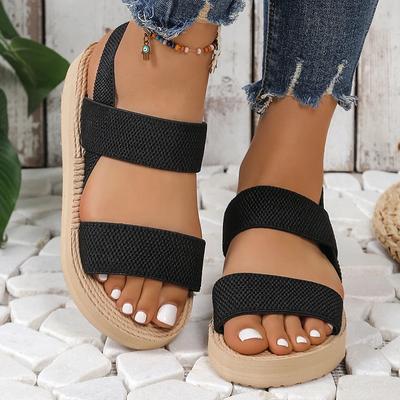 Elastic Band Wedge Sandals for Women Summer 2025 Lightweight Non Slip Beach Shoes Woman Casual Comfort Platform Sandalias Mujer