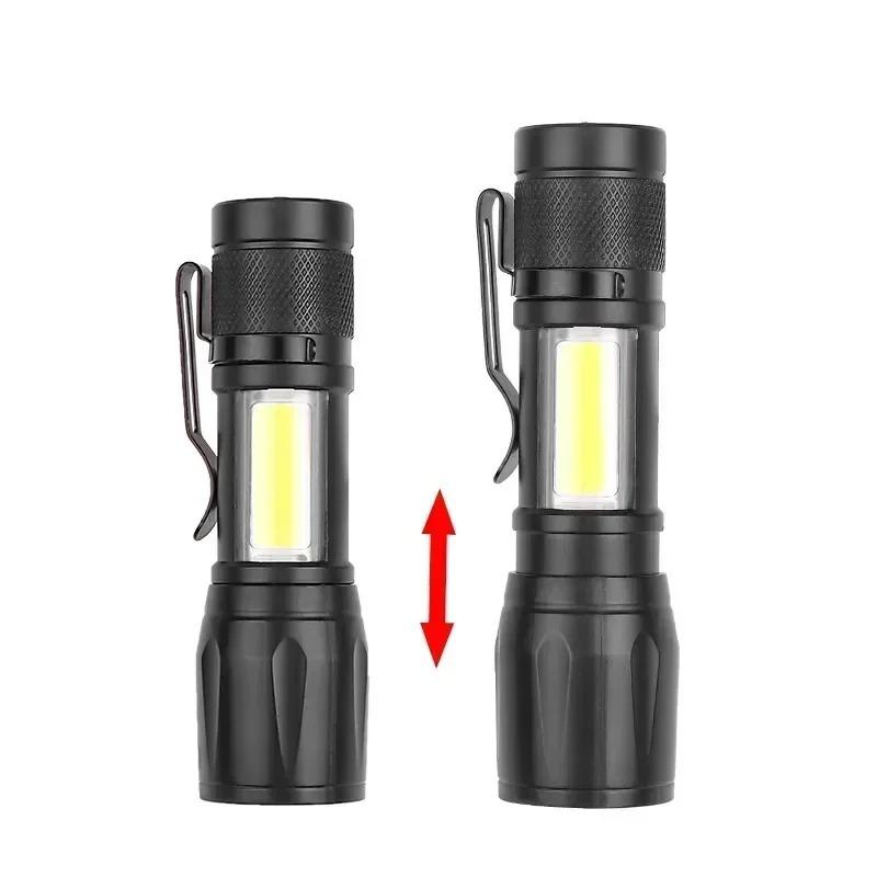 Mini LED Lommelykt USB Oppladbar Zoombar Lommelykt Høy Effekt Bærbar Spotlys Vanntett Lang Rekkevidde Utendørs Camping Lanterne