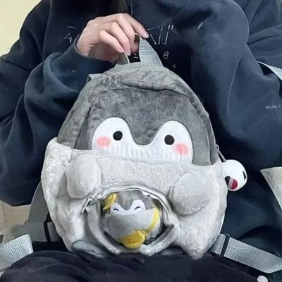 Niedlicher Plüschpinguin Damenhandtasche Süßer Rucksack Kawaii Cartoon Pinguinpuppe Lässig Weich Kinder Schultasche Mode Alltag