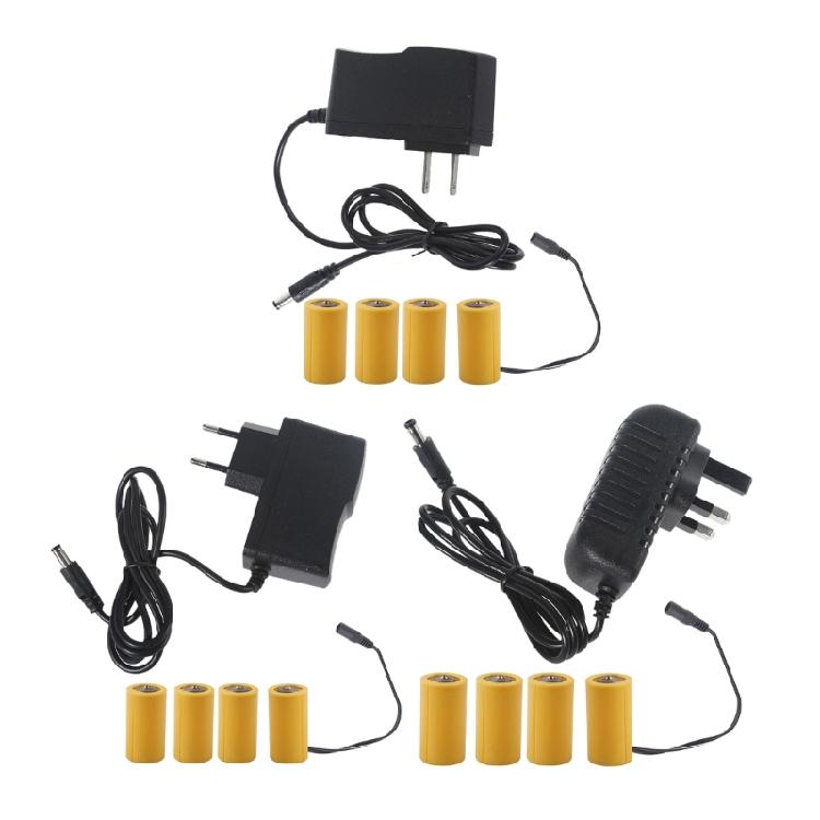 110V 220V Power Converter LR14 C Battery Eliminators Replace 4Pcs 1.5V C Battery