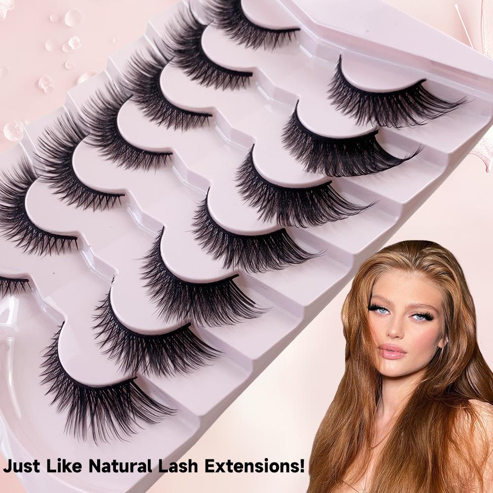 Oblique flying fox false eyelashes 7 pairs, European and American tail extension eyelashes one piece whole pair