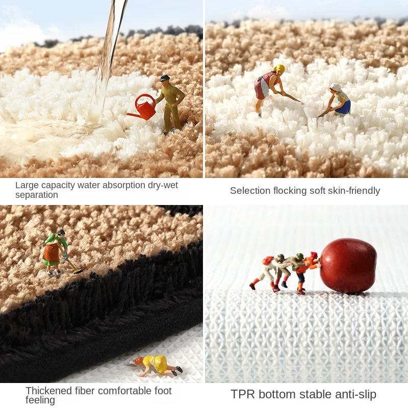 Cartoon Semi-Circular Bath Mats | Thickened Plush Non-Slip Bathroom Rug | Quick-Dry Super Absorbent Foot Mat for Bathroom Decor