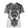 Summer Round Neck 3D Viking Symbol Pattern Print Top Fashionable Casual Short Sleeved Men's T-shirts