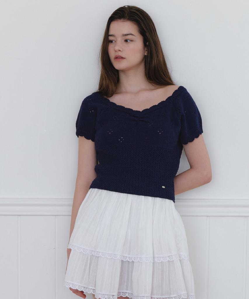 LETTERA Scallop Square Knit_2Color
