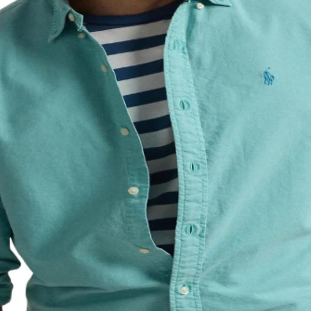 Polo Ralph Lauren Solid Color Single-Breasted Long Sleeve Shirt Men shirts Green MNPOWOV16823995-300