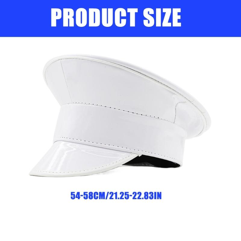 Shimmering Marine Hat Adult PU Leather Flat Top Caps for Bachelorette Party