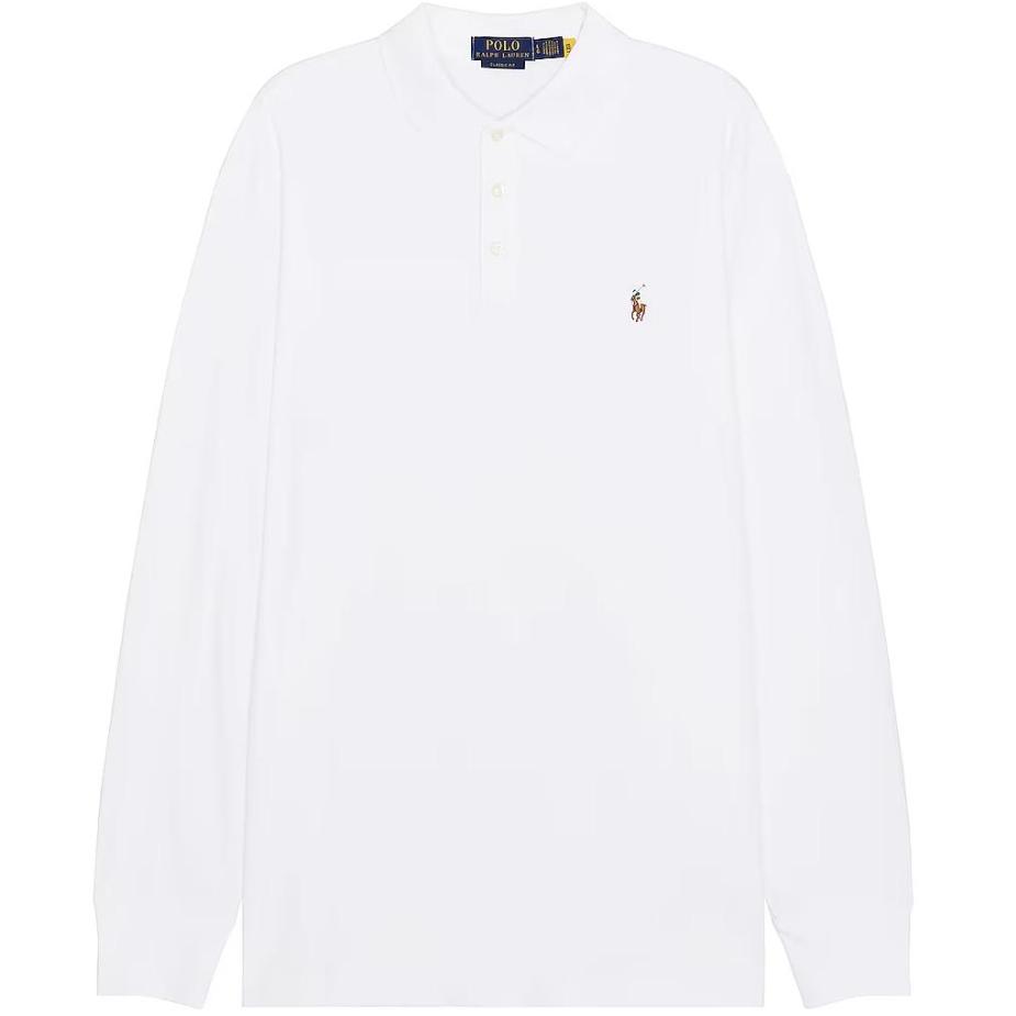 

Polo Ralph Lauren однотонная рубашка поло с воротником и длинным рукавом, мужские топы, белая 710761017-002 L