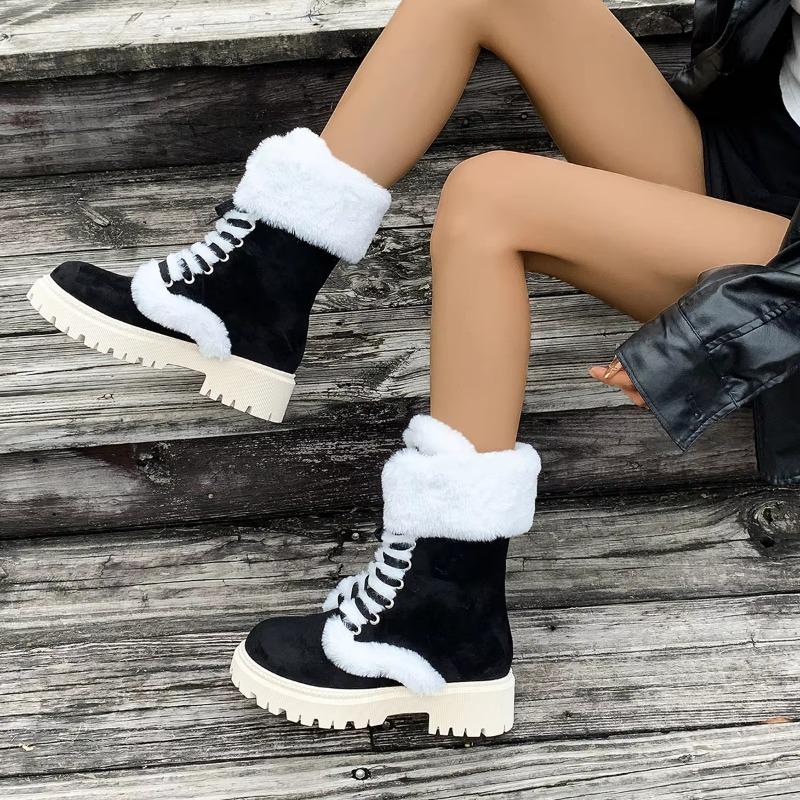 Fashion 2024 Women Outdoor Durable Cozy Casual Elegant Snow Boots Women Designer Winter Warmth Platform Mid Calf Boots Shoes for Women