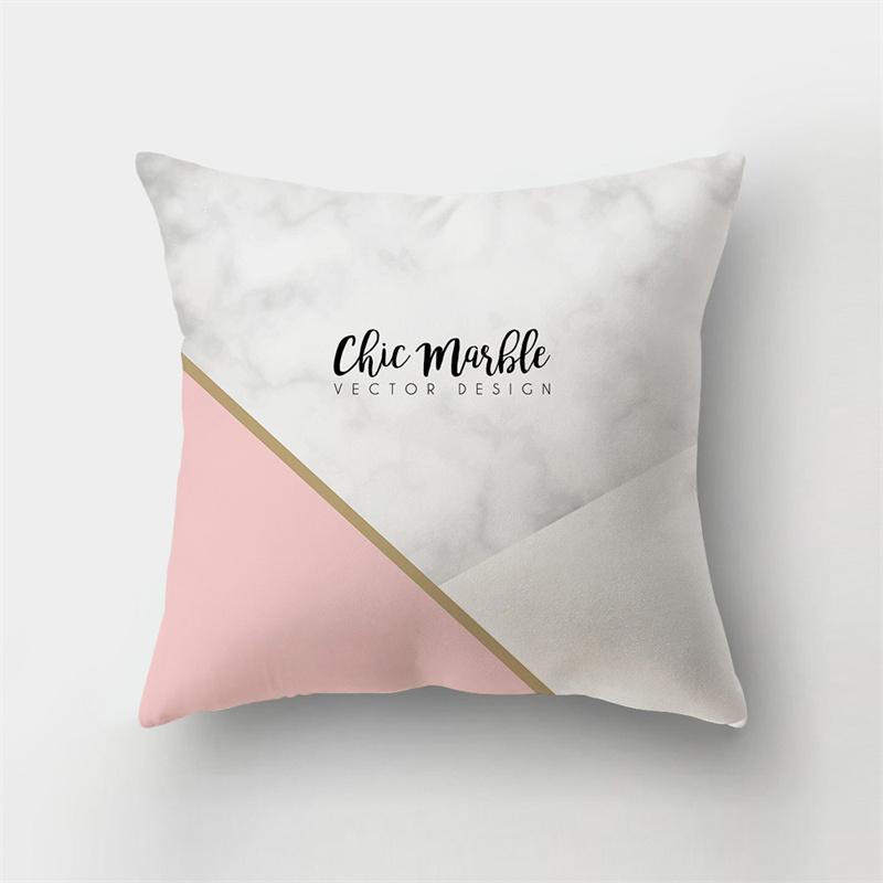 45x45cm Abstract Geometric Print Cushion Cover Marble Pillow Cover Polyester Short Plush Patchwork Sofa Home Decor Cushion Cover
