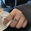 Gold Color Double Layer Rings Metal Line Geometric Ring Exquisite Couple Rings  For Men Women
