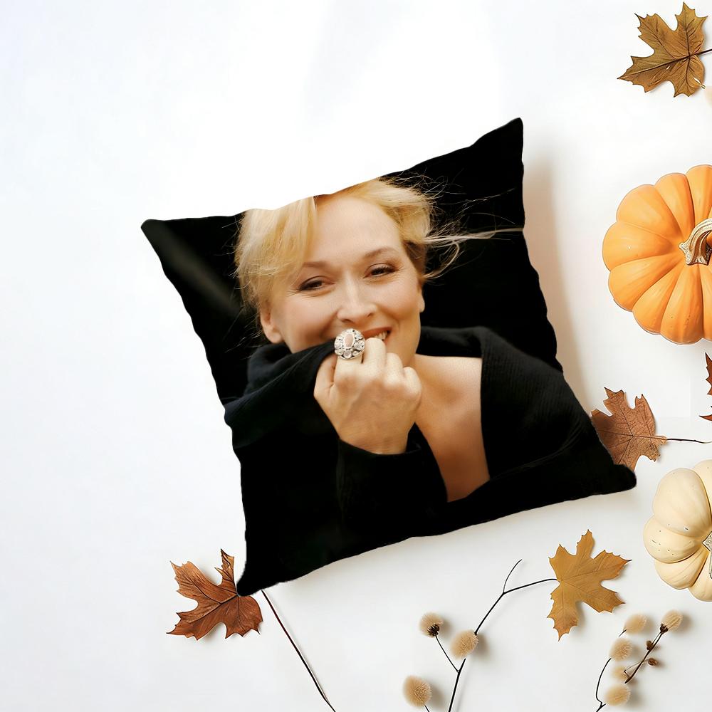 

MMeryl Streep Cushion Cover Washable Linen Pillowcase Soft for Daily Sofa Bed Home Room Decor 30x30cm