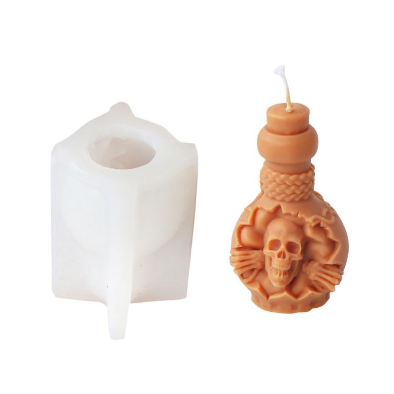 Skeleton Head Silicone Molds for Candle Soap Gypsum Decorations, Halloween Candle Molds for Making Halloween Present