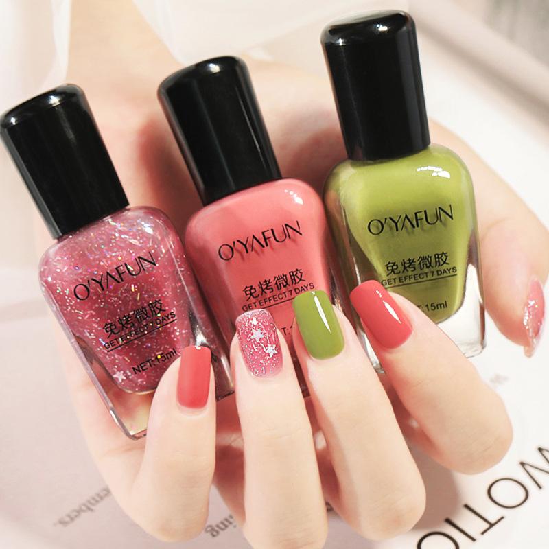 15 ml, nicht abziehbarer Nagellack, wasserfest, keine UV-Lampe erforderlich, Mikrogel-Formel, Glitzer, schnelltrocknend, lang anhaltende Maniküre