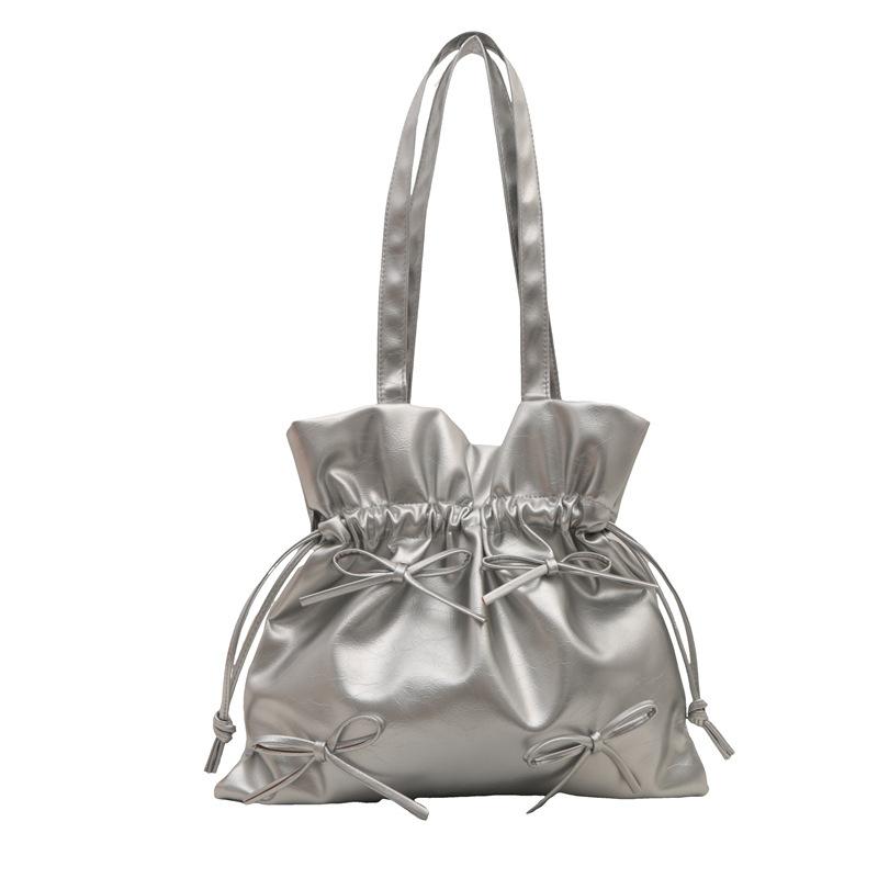 Summer new soft leather tote bag large-capacity versatile women's bag Korean fashion pleated shoulder student commuter bag
