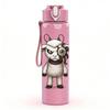 1PC Cartoon Cow Farm Animal Print 750ml Color Plastic Sports Water Bottle Leakproof Flip Straw Lid Suitable for Sports Office Home Use