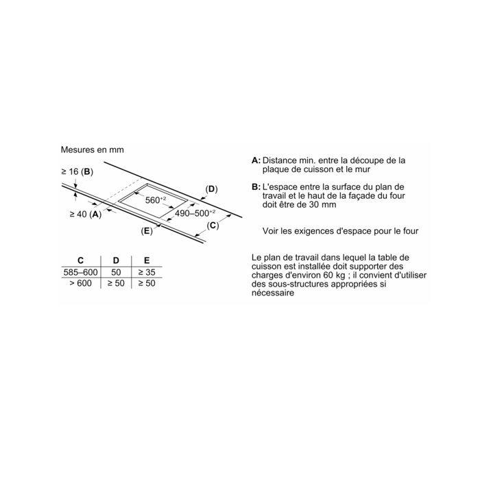 Plaque : Induction BOSCH 4 Feux 59,2 / 52,2cm PIE631HB1E