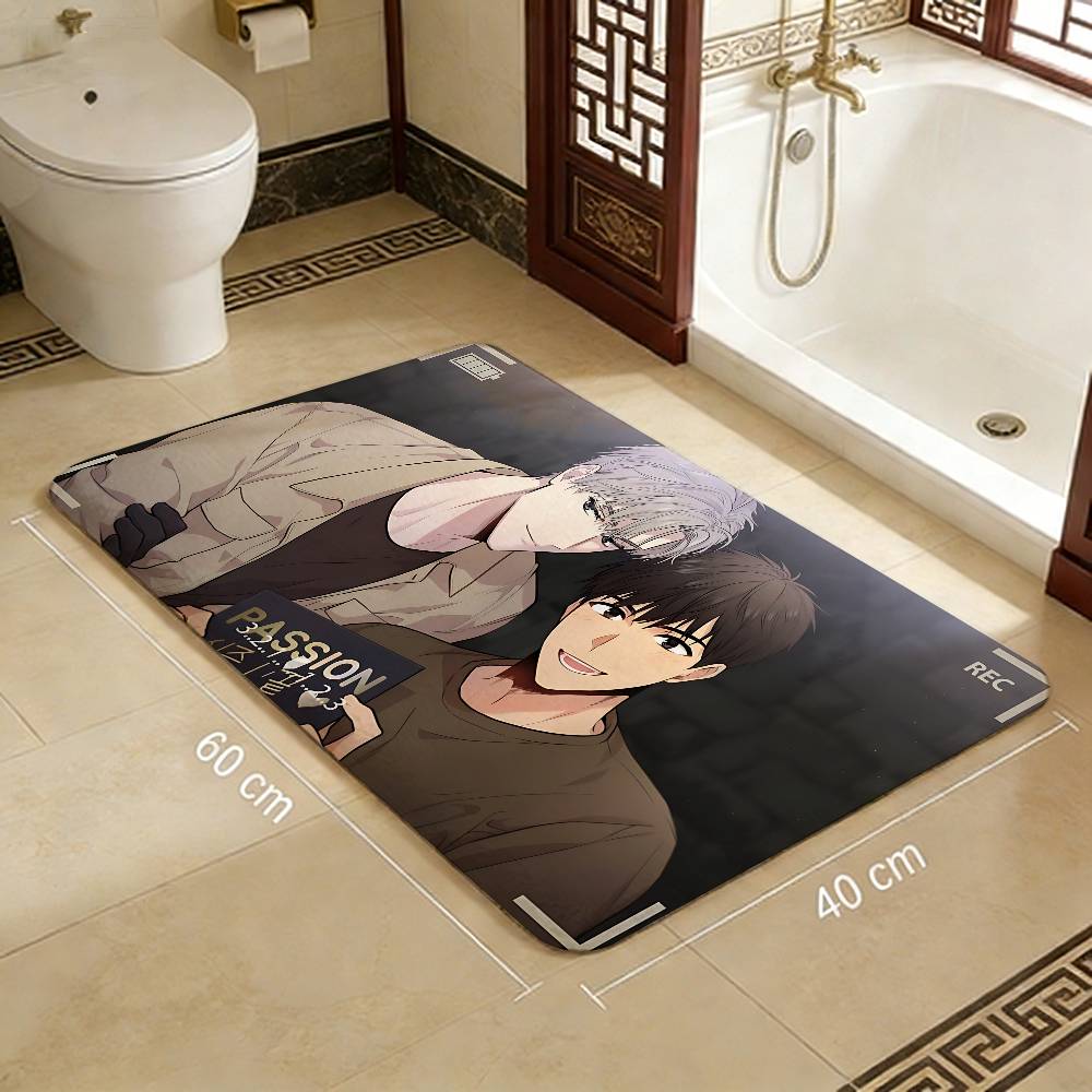 Passion Bl Anime Bathroom Mat Non-Slip Laundry Room Mat Laundry Decor Balcony Child Living Room Toilet Rug