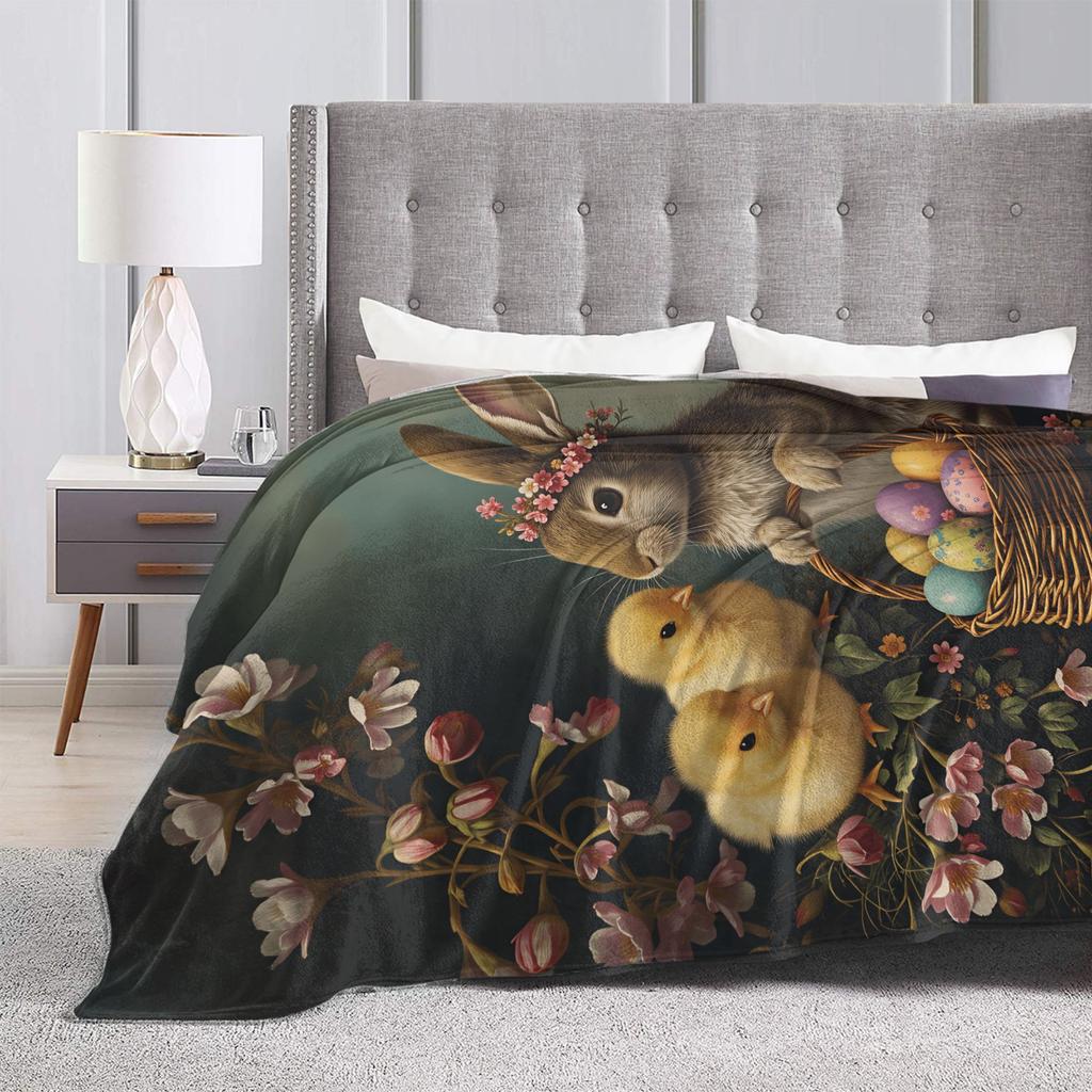 Easter Bunny Blanket Quality Warm Throw Blanket Autumn Kids Outdoor Aesthetic Bedspread