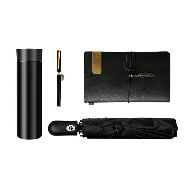 Practical Gift Set: Stainless Steel Thermos, Pen, Notebook & Umbrella