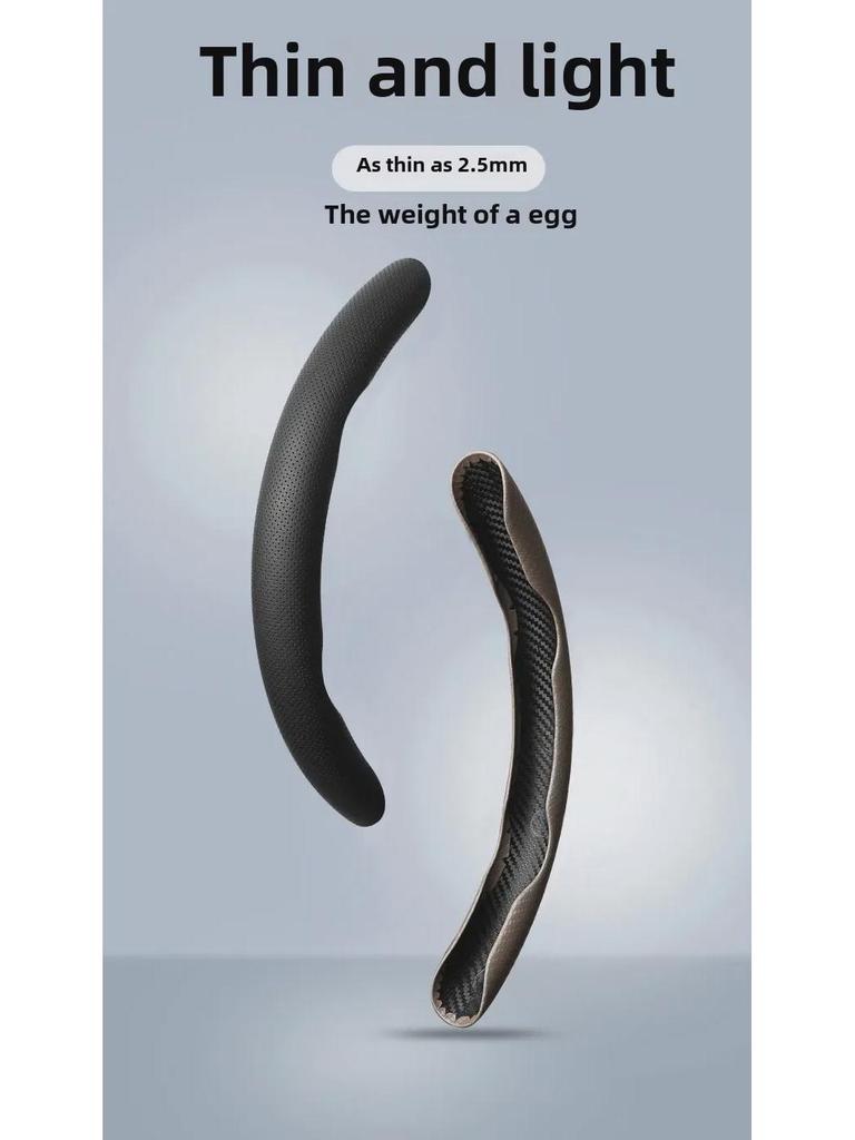 "Ultra-Thin Nappa Perforated Clip-On Steering Wheel Cover: Warm in Winter, Cool in Summer, Non-Slip Design"
