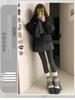 Korean Style Women's Gray Polka Dot Wool A-Line Skirt - Retro Hip-Hugging Short Skirt for Autumn/Winter