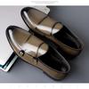 Men's Business Casual Double Buckle Pointed Toe Leather Monk Shoes - Shiny English Style Formal Footwear.