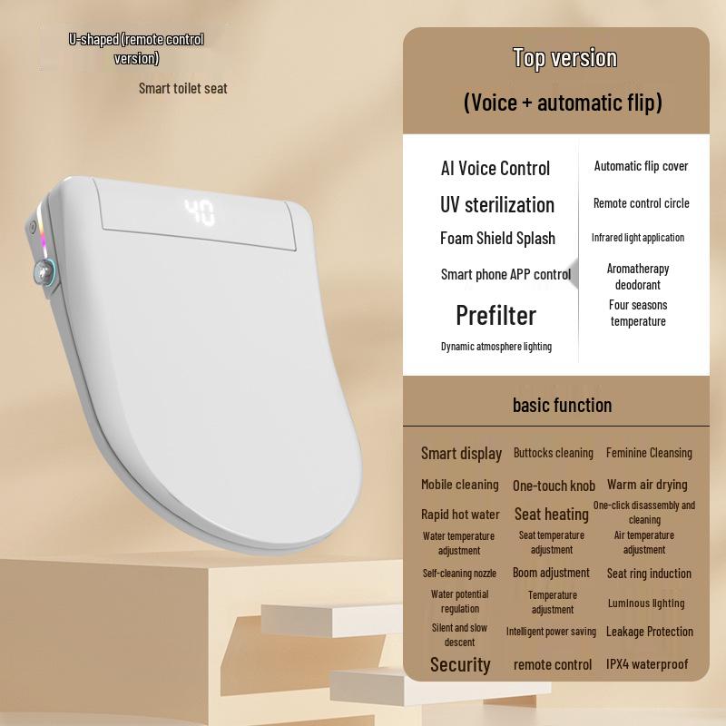 Smart Water-Heated Toilet Seat with Auto Flip Lid for Hotel & Home