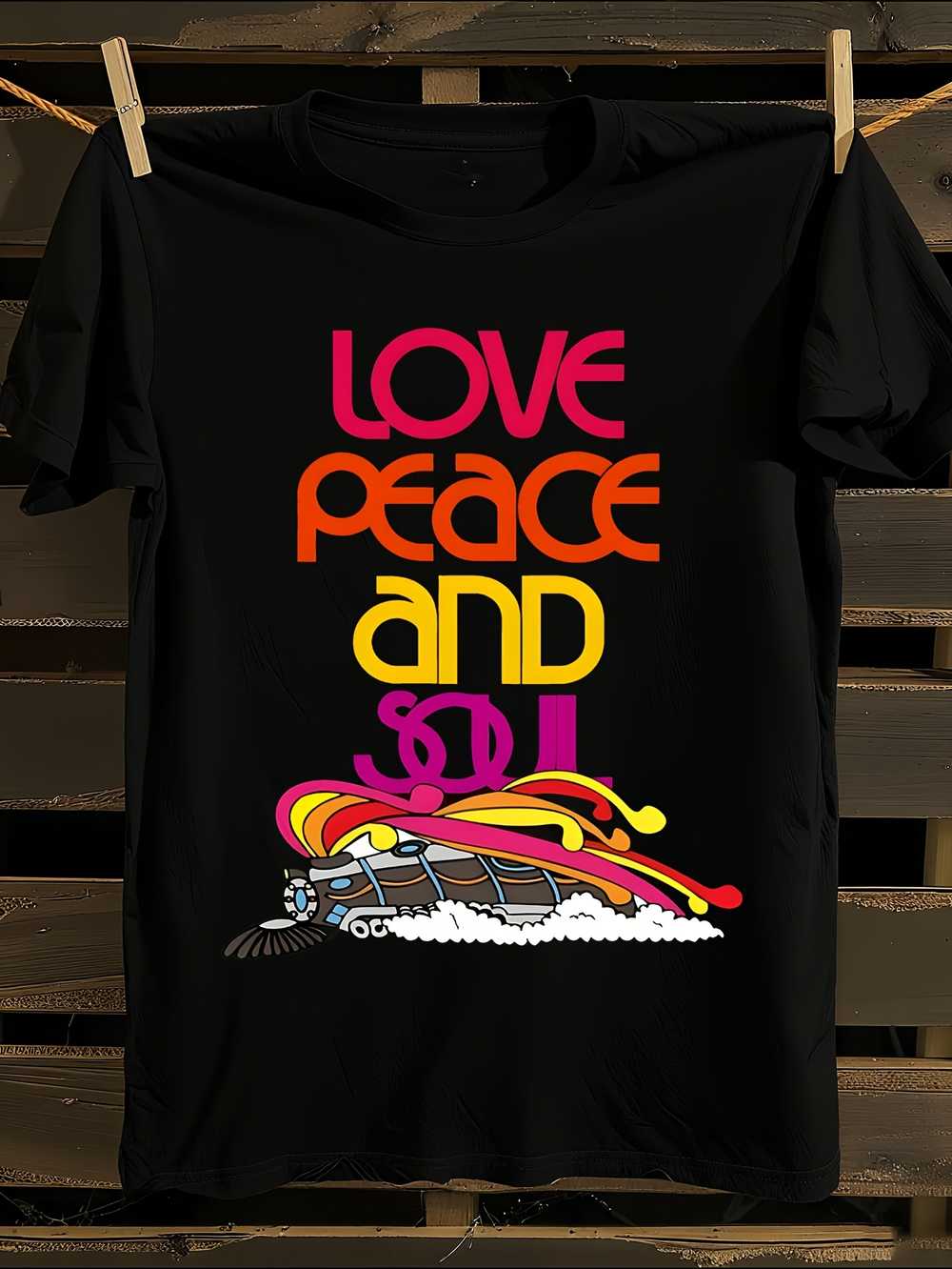 Soul Train Любовь Мир и Душа Винтажная Ретро Футболка 70-х XXXL