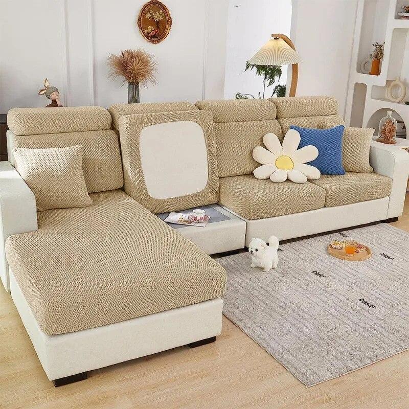 Huse elastice pentru canapea, culoare solidă, jacquard, pernă de canapea, huse pentru scaun, huse detașabile pentru canapea în formă de L, sufragerie, animale de companie, acasă pentru copii