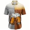 Herren Sommer Color Blocking Bierdruck Hemd Hawaiianischer Strandurlaub Kleidung Männliche Mode Street Style Hemd Tägliches Herren- und Damenhemd