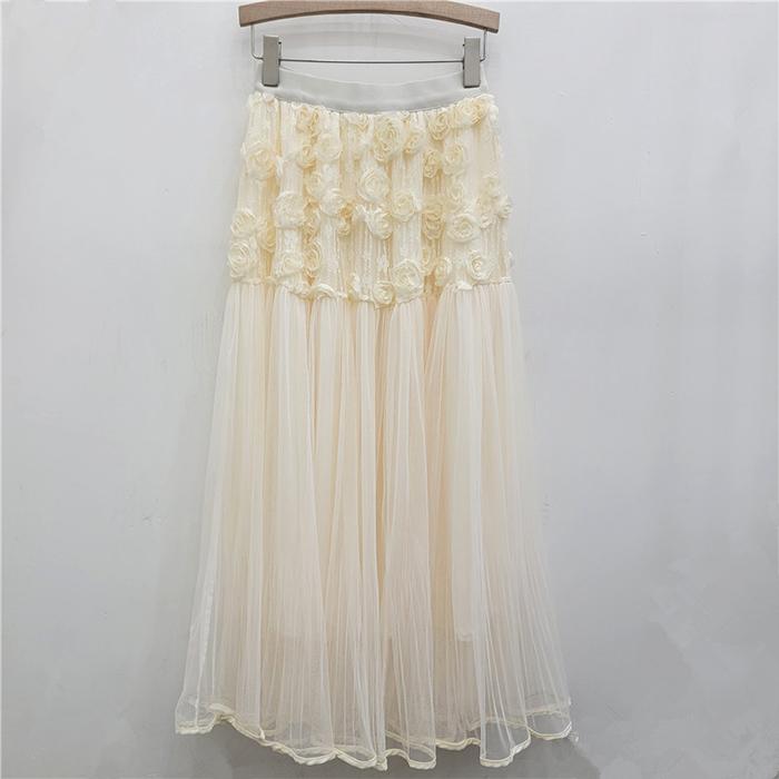 

Женская весенне-осенняя юбка А-силуэта с высокой талией, однотонная, с цветочной сеткой, на все случаи жизни one size