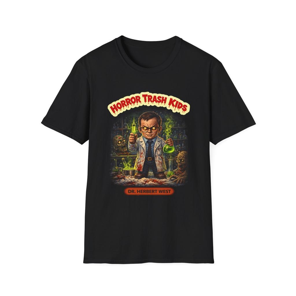 Horror Trash Kids Dr. Herbert West T-Shirt | Mad Scientist Lab Art