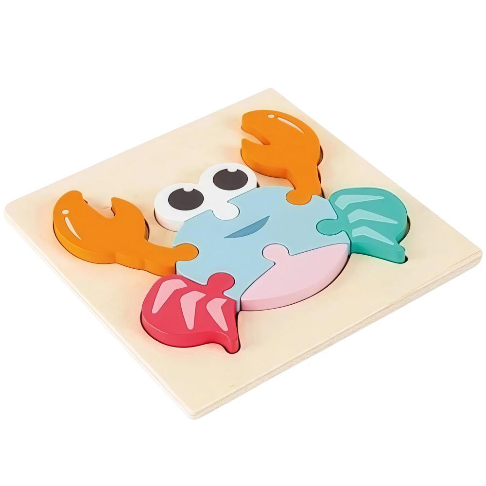 3D Children Wooden Puzzle Embedded Cartoon Animal Jigsaw Puzzles 2 In 1 Animal Cognition Early Learning Puzzle Set