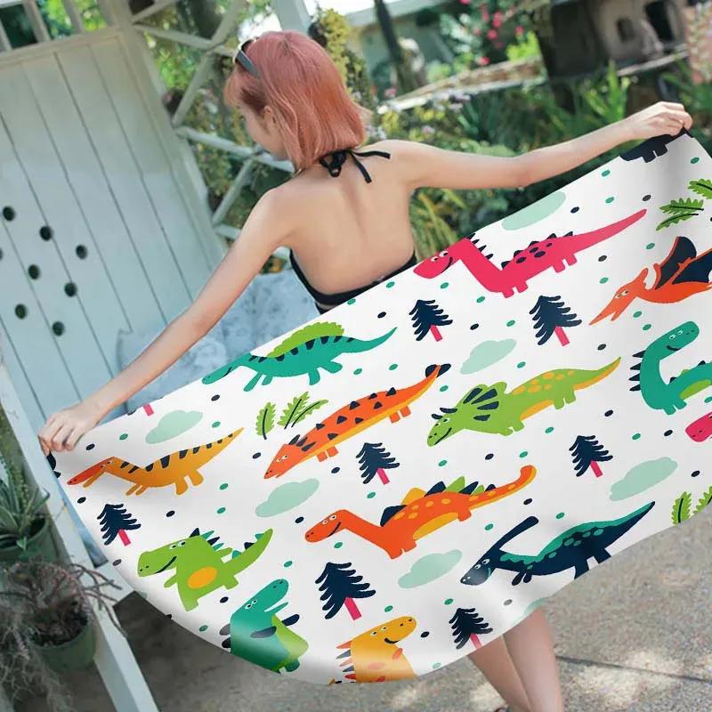 Cartoon Dinosaur Beach Towel Microfiber Quick Dry Swimming Pool Towel Super Soft Bath Towels for Men Women Gift Gym Sport Travel