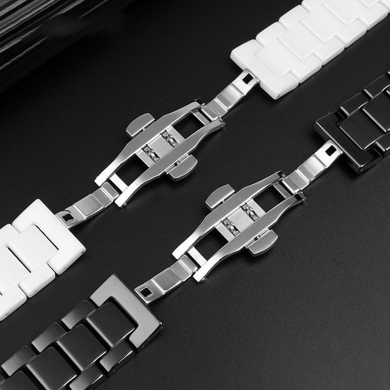 Classic Notch Ceramic Watchband 16-10mm 20-11mm 20-12mm Watch Strap for MK GC Women Man Wristwatches Band Use Screw Bar Butterfly Buckle
