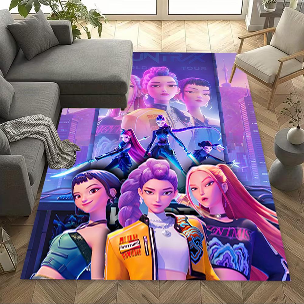 Huntrix: Future Heroes Unite Area Rug Design for Living Rooms Decorate Room Bedrooms Entryway Antislip Carpet Office Home Decor
